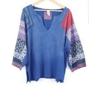 Free People Shibuya Patchwork Tunic Top Size XS
